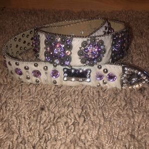 Cowhide and Swarovski crystal belt